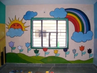 Finished wall in one of the houses